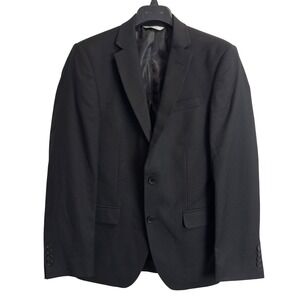 Lineage Mens 38R Black Twill Blazer Jacket Notch Lapel Professional Sport Coat